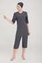 Short Sleeve Capri Pool Swimsuit Anthracite 0571 - 3