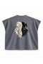 Berserk Griffith and Femto Opposite Profiles Printed Boxy Oversize Sleeveless T-Shirt - Anthracite - 2