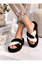 Women's Plush House Slippers with Cross Straps, Open Toe, Thick Sole, Winter Comfortable House Slippers, Dowry Slippers Stc1349 - 2
