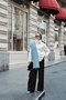 Women's Collar Button Detail Double Pocket Lined Jacket Cream - 4