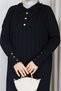 Women's Mercerized Knitwear Dress with Stone Detail on Sleeves - 7