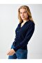 Navy Blue Shirt Collar Button Detailed Knitwear Cardigan - 4