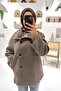 7709 High Collar Double Breasted Coat - Mocha - 2