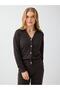 Bitter Brown Shirt Collar Button Detailed Knitwear Cardigan - 3