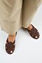 Gizemi Women's Genuine Leather Caged Brown Slippers - 8