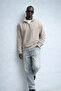 Men's Winter Knitted Collar Cream Sweatshirt - 3