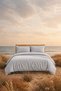 Plain Aura Gray 100% Cotton Poplin Double Duvet Cover Set - 6