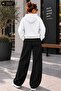 Women's Hooded Solid Color Cotton Two Thread Double Women's Tracksuit Set - 2