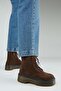 Hera Women's Genuine Leather Lace-Up Inner Zipper Brown Boots - 7