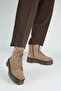 Hera Women's Genuine Leather Lace-Up Mink Boots with Internal Zipper