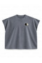 Jujutsu Kaisen Megumi Fushiguro Divine Dogs Panel Printed Boxy Oversize Sleeveless T-Shirt - Anthracite