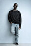 Men's Embroidered Shiny Black Sweatshirt - 4