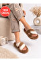 Women's Plush House Slippers with Cross Straps, Open Toe, Thick Sole, Winter Comfortable House Slippers, Dowry Slippers Stc1349