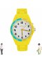 Round Stylish Analog Watch for Kids 7 Multicolor LED Lights Rotating Bezel 30M Water Resistant-Yellow