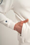 Stripe Agp 4 Full Length Zippered Men's Jacket with Stripe Detail and Stand Collar White - 5