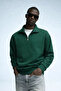 Men's Winter Knitted Collar Khaki Sweatshirt - 2