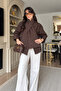 Brown Quilted Shawl Tie Coat - 2Y0762