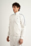 Stripe Agp 4 Full Length Zippered Men's Jacket with Stripe Detail and Stand Collar White - 2