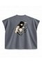 Jujutsu Kaisen Toji Fushiguro Playful Cloud Movement Printed Boxy Oversize Sleeveless T-Shirt - Anthracite - 2