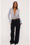 Women's Gray V-Neck Spanish Sleeve Flexible Sandy Blouse - 5