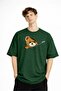 Bear - Printed Premium Fabric Oversize Unisex T-Shirt Khaki