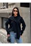 Women's Black Collar Tie-Detail Knit Sweater - 4