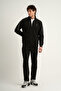 Stripe Agp 4 Full Length Zippered Men's Jacket with Stripe Detail and Stand Collar Black - 7
