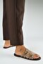 Miyan Women's Genuine Leather Caged Buckle Mink Slippers - 7