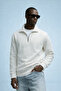 Men's Winter Knitted Collar White Sweatshirt - 2