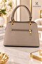Women's Diamond Patterned Gold Charmed Two-Compartment Stylish Daily Use Bag with Full Lining Women's Crossbody Shoulder Bag - 4