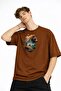 Bear2 - Premium Cotton Fabric Oversize Unisex T-Shirt Coffee - 4