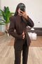 Vip Series Carrot Leg Pencil Pants Scarf Collar Design Hook Closure Medium Size Padded Design Blazer Jacket Blouse Double Business Suit - 2