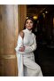 Women's Cream Turtleneck Ribbed Dress Cardigan Set - 6