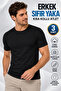 Men's Crew Neck Short Sleeve Undershirt (Tutku Authorized Seller) 100% Cotton 3 Pieces – Black