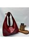 Women's Burgundy Large Hobo Shoulder Bag Soft Textured Stylish Daily Bag Modern Design Handbag with Large Internal Volume - 2