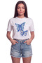 Women's Butterfly Printed Relaxed Fit T-Shirt White - 3