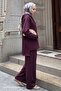 Snap Detail Hooded Plum Scuba Suit - 3