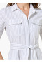 Smart Striped Shirt Style Dress with Pockets - 2