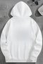 Unisex 3 Thread Cotton White Happiness Print Loose Fit Sweatshirt Hoodie - 2