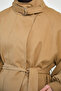 Women's Collar Belt Detail Cuff Sleeves Lined Jacket Camel - 6