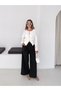 Women's Reversible Zippered Short Double Jacket and Wide Leg Pants Set