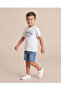 Boys Beige Shacket and White Graphic T-Shirt Set - 6