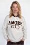 Polo Collar Amore Embroidered Oversize Sweatshirt Beige Melange