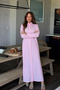 Women's Long Buttoned Pink Striped Shirt Dress - 3