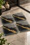 Glass Drain Cover |   Ribbed Glass |   Nero Gold |   4-Piece Set |   15cm X 15cm - 3