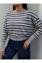 Striped One-Shoulder Slim Knit Sweater - 3