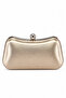 Gold Women's Plain Sun Leather Shiny Chain Strap Evening Dress Clutch Portfolio Bag Wedding Event and Evening Bag - 2