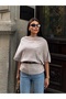 Women's Stone Belt Detail Short Sleeve Boat Neck Knitwear Blouse - 3