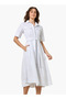 Smart Striped Shirt Style Dress with Pockets