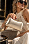 Gold Women's Plain Sun Leather Shiny Chain Strap Evening Dress Clutch Portfolio Bag Wedding Event and Evening Bag - 3